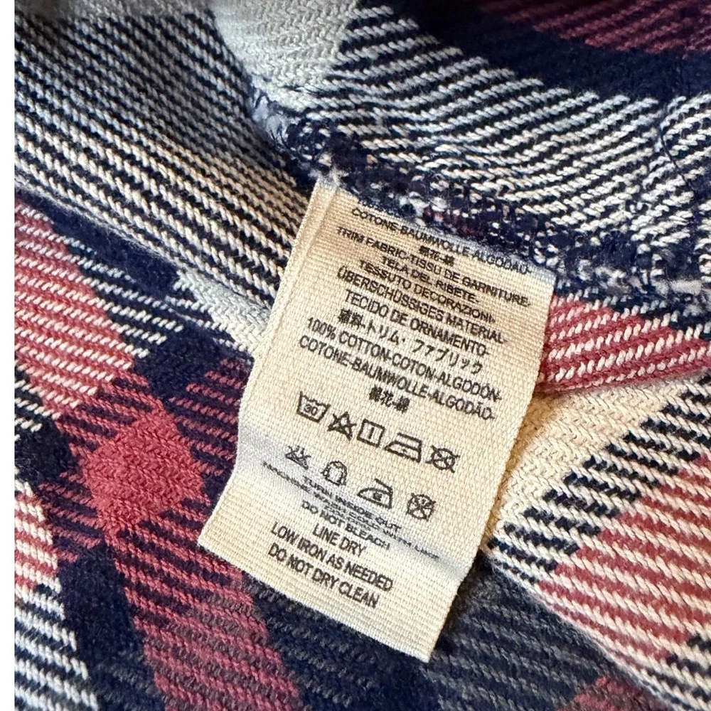 Free People Hooded Flannel Shirt Womens M Navy Plaid Shirt NWT